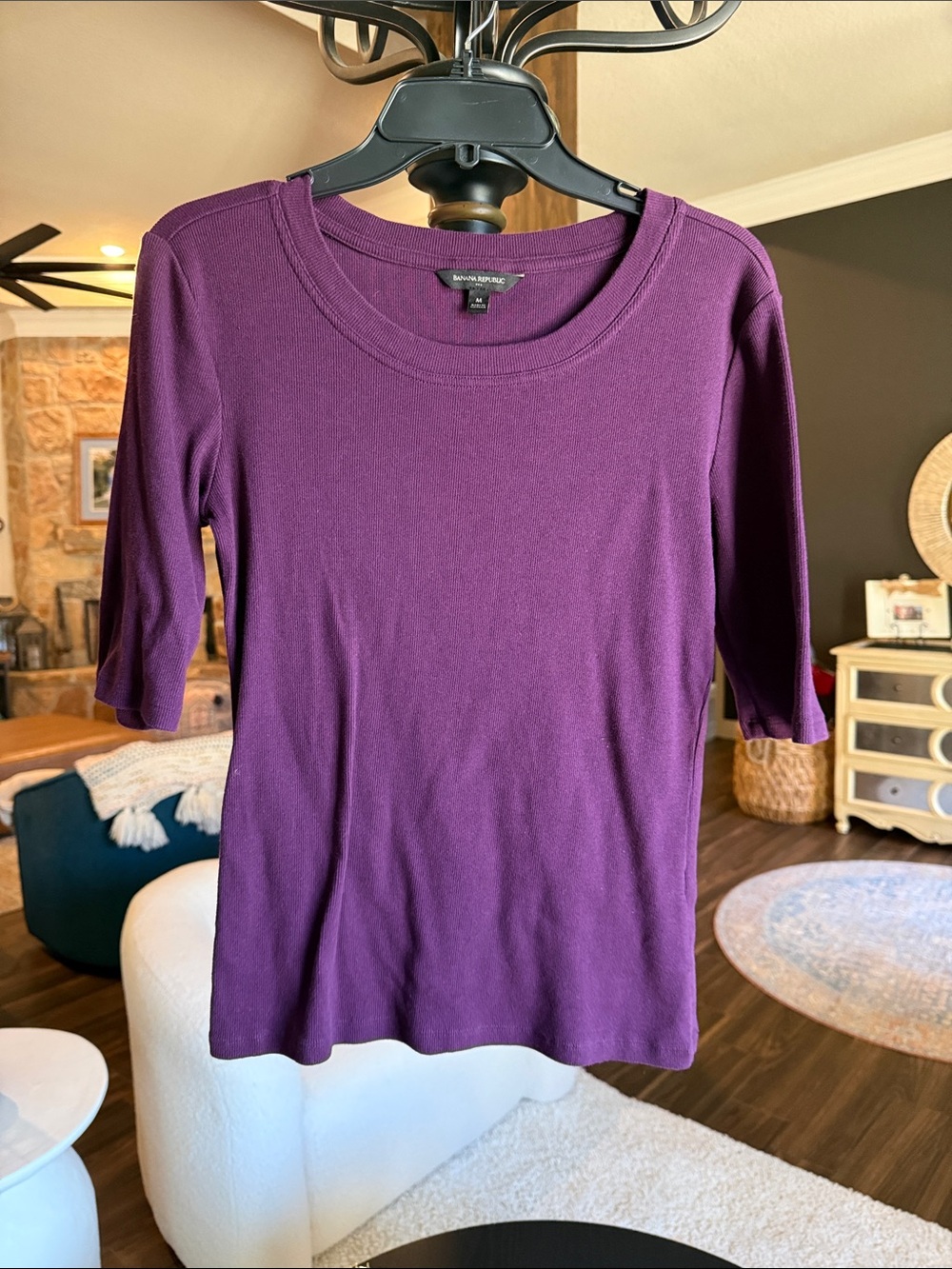 Banana Republic Plum Short Sleeve Scoop Neck Top
